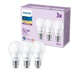 Mehrfachpackung 3x Philips Glühbirne LED E27 Birne Matt 8W 806lm - 827 Extra Warmweiß