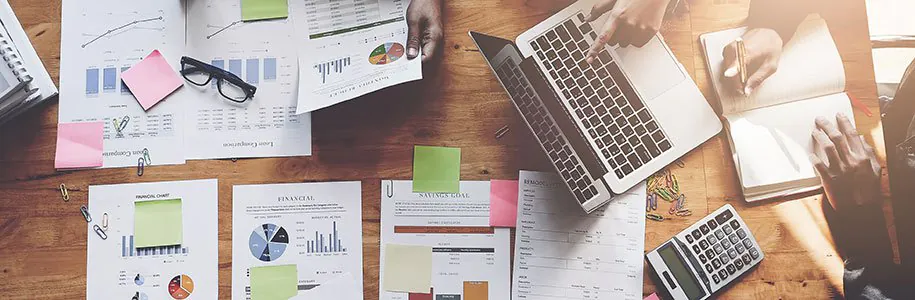 Arbeitsplatz aus der Vogelperspektive